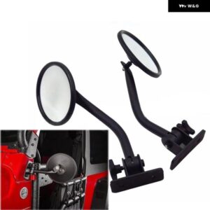 ジープ ラングラー TJ JK JKU 1997-2018 テクスチャード サーキュラー ブラック 1ペア ドアオフサイドビューミラー 長方形ミラー