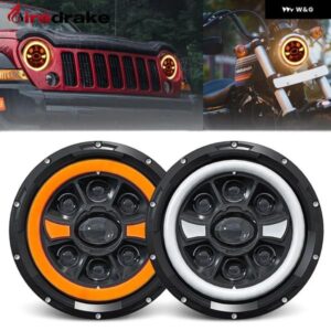 7インチ ラングラー ヘッドライト ジープ ラウンド ヘッドライト R9 ブライトエンジェルアイ ヘッドライト H4 150W 6000K オフロード 4X4 車用作業灯