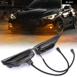 フロント フォグランプ ウィンカーライト インフィニティ Q50 スポーツモデル 2014-2019 流れる点滅 アンバー LEDライト 261304GA0A 261354GA1A