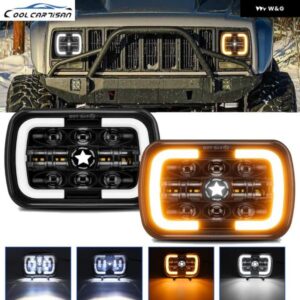 5X7/6X7 ハロー ヘッドライト DRL ハイロービーム ヘッドランプ H4 オフロード 12V 24V 4X4 ラングラー YJ チェロキー XJ 車 トラック アクセサリー