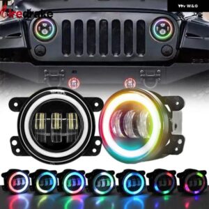 4インチ ラングラー フォグランプ 150W 15000LM LED ラウンド カラフル DRL フォグランプ ジープ SUV フロント フォグランプ 6000K 30V オフロード