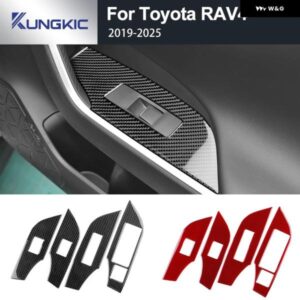 トヨタ RAV4 XA50 2019 - 24 2025 LHD RHD カーウィンドウリフト ボタン パネル トリム リアルソフトカーボン ステッカー