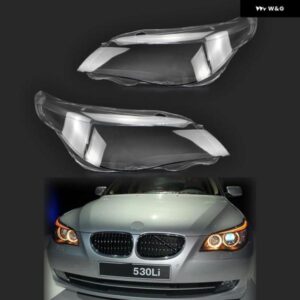 BMW E60 E61 2008-2010 5シリーズ 525I 530I ヘッドライト レンズ カバー シェル穴 付きペア