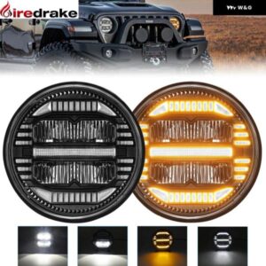 7インチ LED ラングラー ヘッドライト H4 DRL ラウンド ヘッドライト 220W ドット Eマーク ヘッドランプ ジープ JK ヘイリー オフロード ヘッドライト 12V