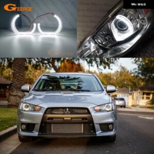 三菱 ランサー 10 X EVO 2008-2015 キセノン ヘッドライト DTM スタイル 超高輝度LEDエンジェルアイ ハローリング カーREDAYライト