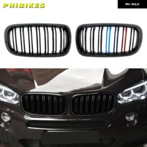 グロスブラックカーボン スタイル フロントキドニーダブルスラット グリル BMW X5 F15 X6 F16 X5M F85 X6M F86カーアクセサリー