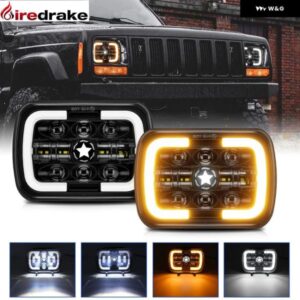 7X6 5X7インチ LED ヘッドライト ラングラー スクエア ヘッドライト 200W 30000LM LED ヘッドランプ DRL ハイ/ローウィンカー オフロード 4X4 車用ライト