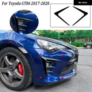 2017 - 2020 トヨタ GT86 2PCS グロスブラック カーフロントサイドウインドナイフスポイラー ウイング ナイフスポイラー グリル 2019 2018