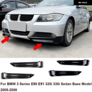 フロント バンパー サイドスプリッターカバー フォグランプ インテークスポイラー リップ BMW 3シリーズ E90 E91 320I 330I セダン ベースモデル 2005 -