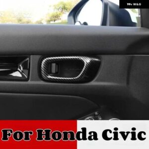 ホンダ シビック ABS アクセサリー カーボン クローム 車内 ドアハンドル パネル ボウルカバー プロテクター トリム ステッカー スタイリング 2022 2023