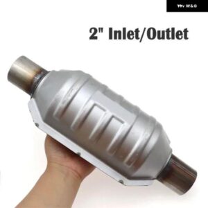 2インチ EURO 1 汎用 触媒コンバーター 高フロー ステンレス インレット アウトレット 高フロー 400セルセラミック触媒付き