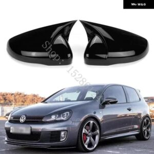 VW ゴルフ 6 MK6 6R GTI GTD 2009 - 12~2013 カーアクセサリー 光沢ブラック バックミラー カバー トリム /バックミラー