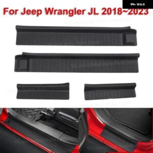 ジープ ラングラー JL 2018 - 23 車ドアシル スカッフプレート ドアシル プロテクター ブラックアクセサリー
