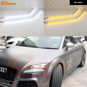 ジェム スタイル ホワイト/ アンバー スイッチバック LED ストリップライト ヘッドライト レトロW/シーケンシャル回転フロー ウィンカーランプ DRL