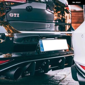 4フィン カーリア バンパー 光沢ブラック ディフューザー リアサイドスプリッター スポイラー リップ VW フォルクスワーゲン ゴルフ 7 VII MK7 GTI 2013-201