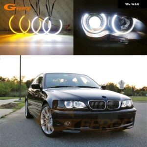BMW E46 セダン ツーリング 1998-2005 超高輝度 デュアルカラー スイッチバック デイライト ウィンカー SMD LED エンジェルアイキット ハローリング