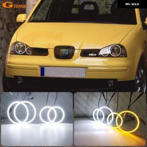SEAT アローザ 6H フェイスリフト 2000 - 04 超高輝度 A/W スイッチバック デイライト ウィンカー LED エンジェルアイ ハローリング