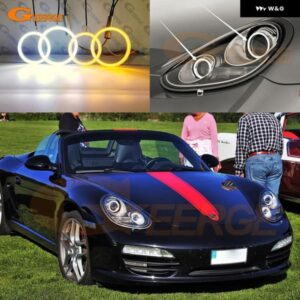 ポルシェ 987 ボクスター ケイマン 2009 - 13 キセノン ヘッドライト 超高輝度 SMD LED エンジェルアイ ハローリングキット デイライト