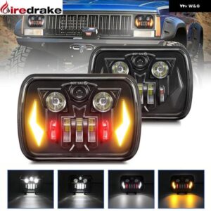 200W 7インチ ラングラー スクエア ヘッドライト 30000LM 6000K/3500K 3色 ヘッドランプ ジープ チェロキー DRL ウィンカー ヘッドライト 9-32V