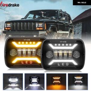 7インチ スクエア ラングラー ヘッドライト 5X7/7X6 オフロード トラック ジープ ヘッドライト H4 200W 6000K/3500K 30000LM ワイド電圧 9-32V