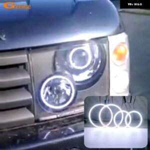 ランドローバー レンジローバー L322 2002 - 05 キセノン ヘッドライト 超高輝度 COB LED エンジェルアイ ハローリング