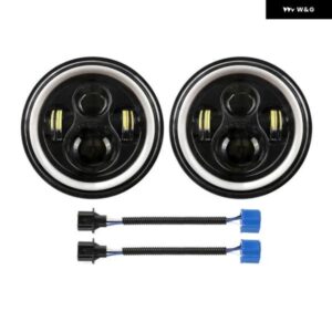 7インチ LED ヘッドライト 60W ハイロービーム LED H4 エンジェルアイ DRL アンバー ウィンカー ジープ ラングラー JK TJ ランドローバー ハーレー