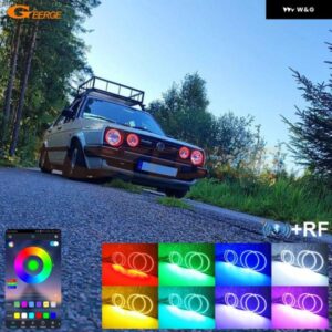 フォルクスワーゲン VW ゴルフ MK1 MK2 GTI ヘッドライト BLUETOOTH アプリ マルチカラー RGB LED エンジェルアイキット ハローリング カーアクセサリー