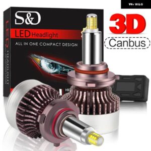 2個 9005 HB3 LED ヘッドライト バルブ CANBUS 12面 3D 高出力 80W 360度ライト 20000LM 6000K ホワイト ハイビーム/ フォグライト