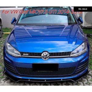 カーボンルック/ブラックフロント バンパー スプリッターリップ ディフューザー スポイラー フォルクスワーゲン VW ゴルフ MK7 MK7.5 GTI GTR GTD 2014-2019
