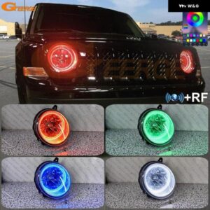 ジープ パトリオット 2007 - 2012 - 17 BLUETOOTHアプリ 超高輝度マルチカラーRGB LEDエンジェルアイキット ハローリング