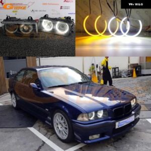 BMW E36 318I 323I 325I 328I 1992 - 1998 ユーロ ヘッドライト 超高輝度デイライト ウィンカー SMD LED エンジェルアイキット ハローリング