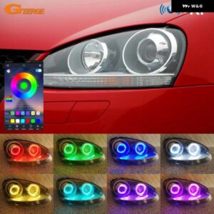 フォルクスワーゲン VW ゴルフ V 5 MK5 GTI ラビット ジェッタ R32 RFリモートBTアプリ 超高輝度マルチカラーRGB LEDエンジェルアイキット ハローリング