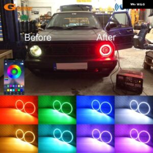 フォルクスワーゲン VW ゴルフ MK1 MK2 GTI RFリモートBLUETOOTH対応アプリマルチカラー超高輝度RGB LEDエンジェルアイキット ハローリング