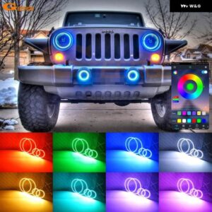 ジープ ラングラー JK 2007 - 12 - 2015 2016 2017 BLUETOOTH アプリ マルチカラー RGB LED エンジェルアイキット ハローリング
