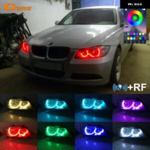 BMW 3シリーズ E90 E91 330I 325I 335I 2005-2008 RFリモートBTアプリ 超高輝度マルチカラーRGB LEDエンジェルアイキット ハローリング