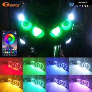 カワサキ NINJA ZX14R ZZR1400 2012-2018 RFリモートBLUETOOTH対応アプリマルチカラー超高輝度RGB LEDエンジェルアイキット