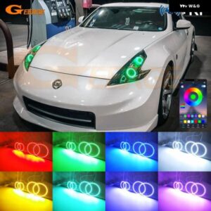 日産 370Z 370 Z Z34 フェアレディ BTアプリ RFリモート コントロール 超高輝度マルチカラー RGB LED エンジェルアイキット ハローリング デイライト
