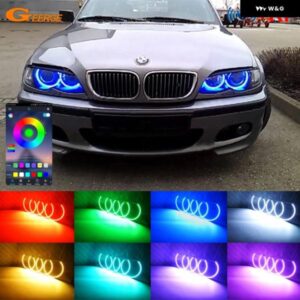 BMW E46 セダン ツーリング 1998-2005 RFリモート BLUETOOTH対応アプリ マルチカラー 超高輝度 RGB LED エンジェルアイ ハローリング