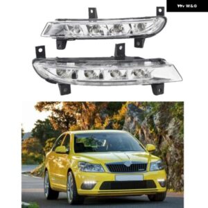 2個 LED DRL シュコダ オクタビア A5 A6 RS 2009 - 13 カー スタイリング LED DRL デイタイム ランニングライト