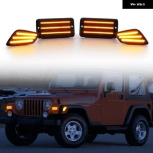 4個 LED シグナルライト ジープ ラングラー TJ 1997-2006 フロント バンパー パーキング ランプ フロントフェンダー サイドマーカーランプ ブラックシェル