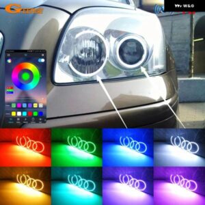 トヨタ アベンシス T25 2003 - 08 RFリモートBTアプリ マルチカラー超高輝度RGB LEDエンジェルアイキット ハローリング