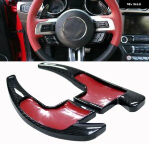 カーボン シフト パドル フォード マスタング 2015 - 20 車用 ステアリングホイール シフト パドルエクステンションカバー トリム