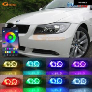 BMW 3シリーズ E90 E91 サルーン ツーリング プレLCI 2005 - 2007 2008 BLUETOOTH APP マルチカラー RGB LED エンジェルアイキット ハローリング