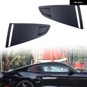 ブラック プラスチック 1ペア カーウィンドウ クォーター リアルーバー サイドベント スクープカバー フォード マスタング 2015 - 18