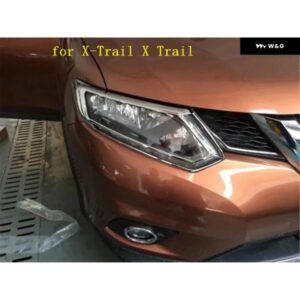 ABSメッキフロント+リア ヘッドライト ランプカバー 装飾 トリム 日産 X-TRAIL X TRAIL T32 2014-2016カー スタイリング
