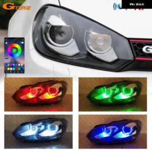 フォルクスワーゲン VW GOLF GTI MK VI 6 MK6 2008 2009 2010 - BLUETOOTHアプリ 超高輝度マルチカラーRGB LEDエンジェルアイキット ハローリング