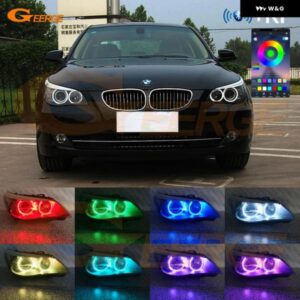 BMW E60 E61 LCI M5 528I 530I 535I 2007 2008 2009 2010 RFリモートBLUETOOTHアプリマルチカラーRGB LEDエンジェルアイキット ハローリング