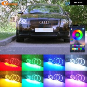 アウディ TT MK1 8N 1998 - 2005 2006 BTアプリ RFリモート コントロール マルチカラー 超高輝度 RGB LED エンジェルアイキット ハローリングライト