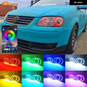 フォルクスワーゲン VW トゥーラン 1T1 1T2 キャディ III プレフェイスリフト BLUETOOTH アプリ 超高輝度マルチカラー RGB LED エンジェルアイキット