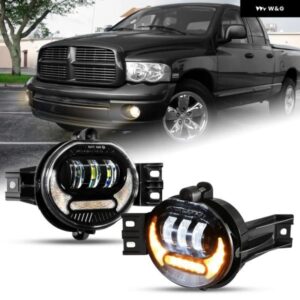 66W LED フォグライト アセンブリ ホワイトDRL+イエローウィンカー付き ダッジ ラム1500 2002-2008 ラム2500/3500 2003-2009 6600LM 6000K
